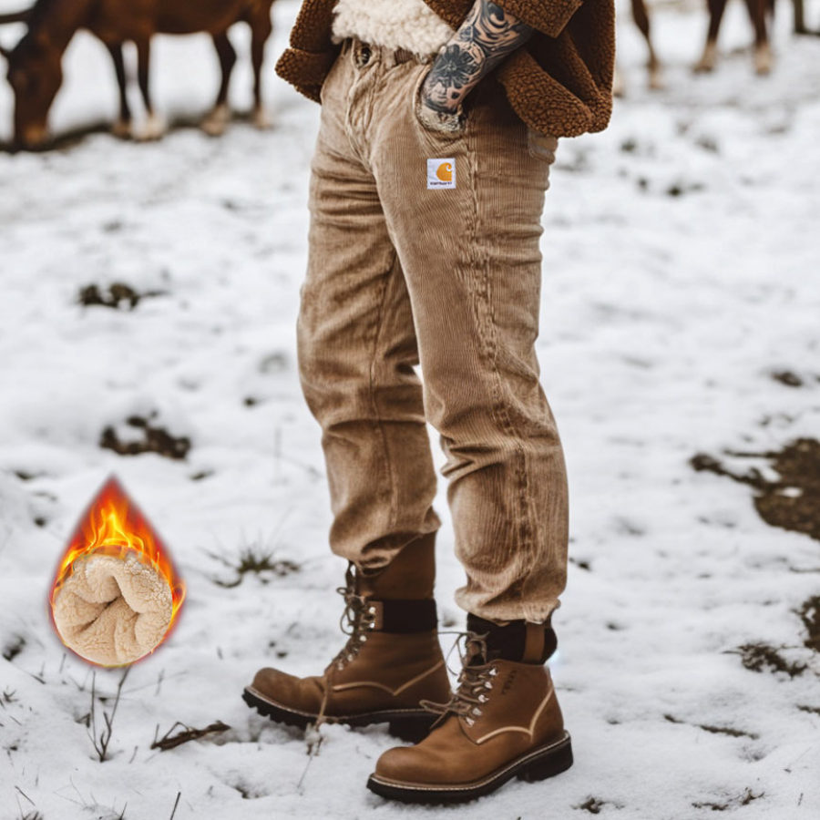 

Men's Carhartt Vintage Corduroy Fleece Warm Outdoor Cargo Pants Trousers
