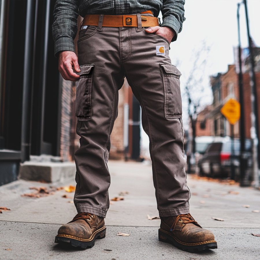 

Men's Retro Outdoor Durable Multiple Pockets Workwear Pants