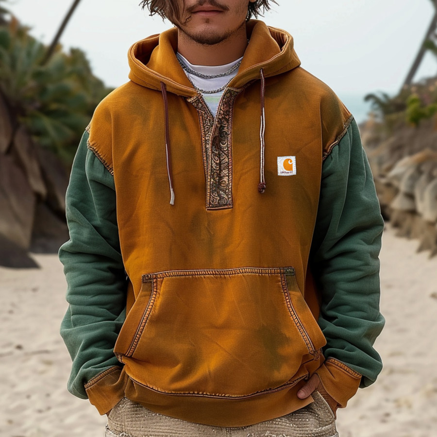 

Retro Ethnic Style Contrast Outdoor Hoodie