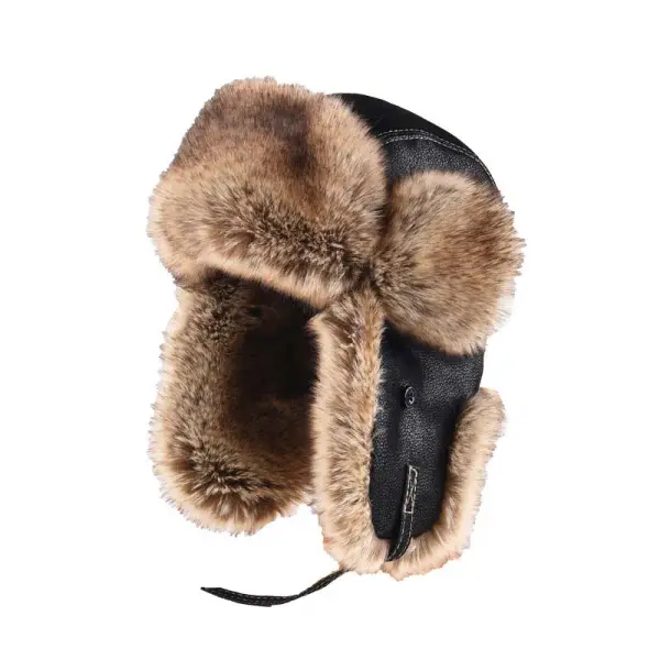 Men's Leather Thick Plush Ear Protection Thunder Hat - Dozenlive.com 