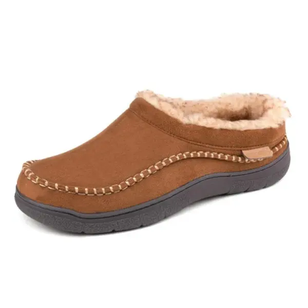Men's Non-Slip Soft Warm Plush Wide Toe Slip-On Loafers Slippers - Wayrates.com 