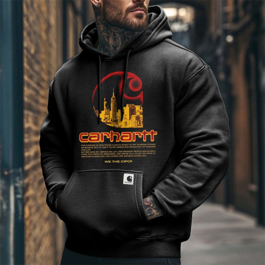 

Men's Vintage Outdoor Print Hoodie Streetwear