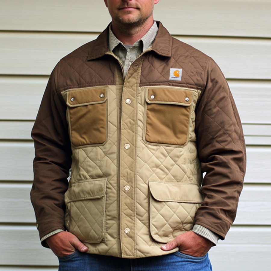 

Men's Outdoor Vintage Patchwork Collar Warm Jacket