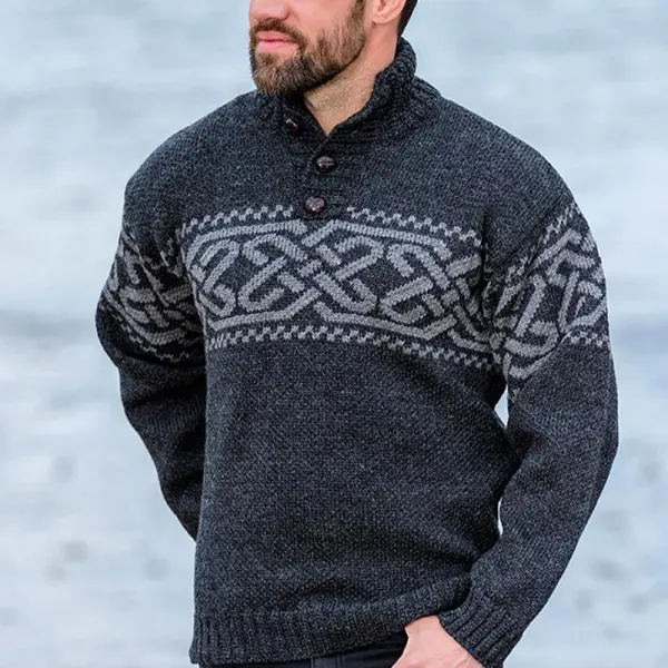 Men's Henley Celtic Troyer Christmas Sweater - Trisunshine.com 