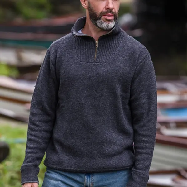 Men's Navigators Half Zip Wool Sweater - Anurvogel.com 