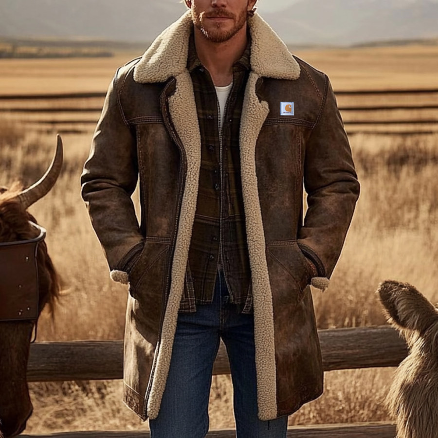 

Men's Vintage Suede Plush Warm Autumn And Winter Western Style Jacket Coat