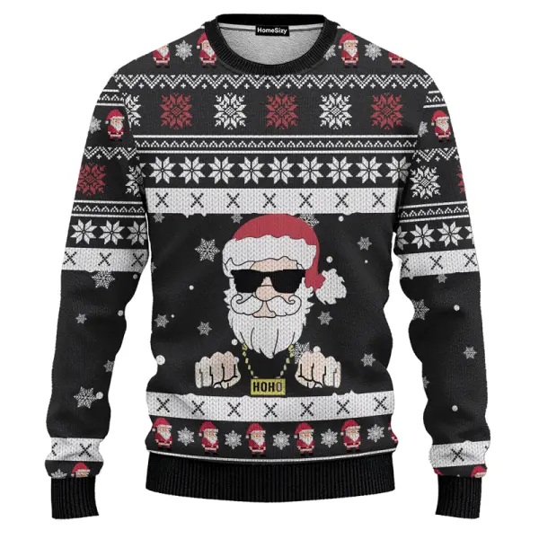 Custom Cosplay Santa Hoho Black Ugly Sweater Best Gift For Christmas - Trisunshine.com 
