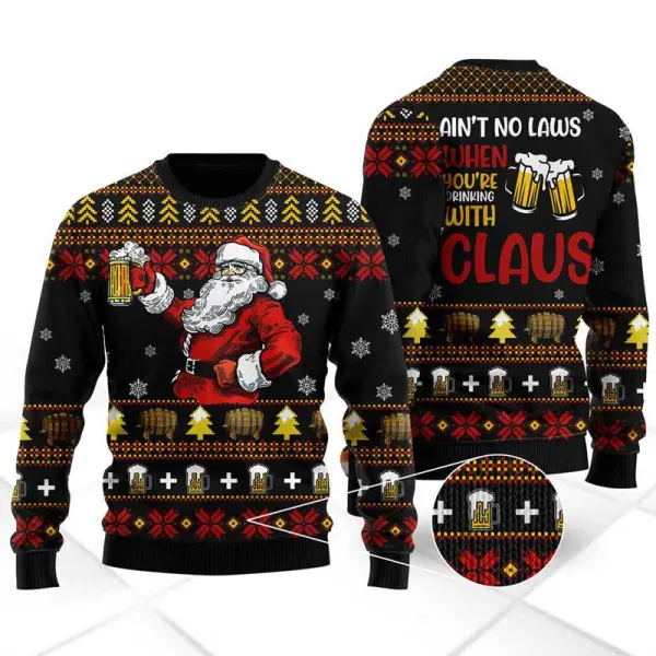 Funny Drinking With Claus Ugly Christmas Sweater For Men Women - Wayrates.com 