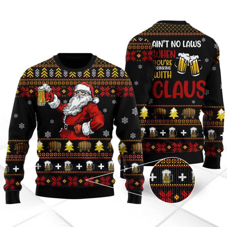 

Funny Drinking With Claus Ugly Christmas Sweater For Men Women