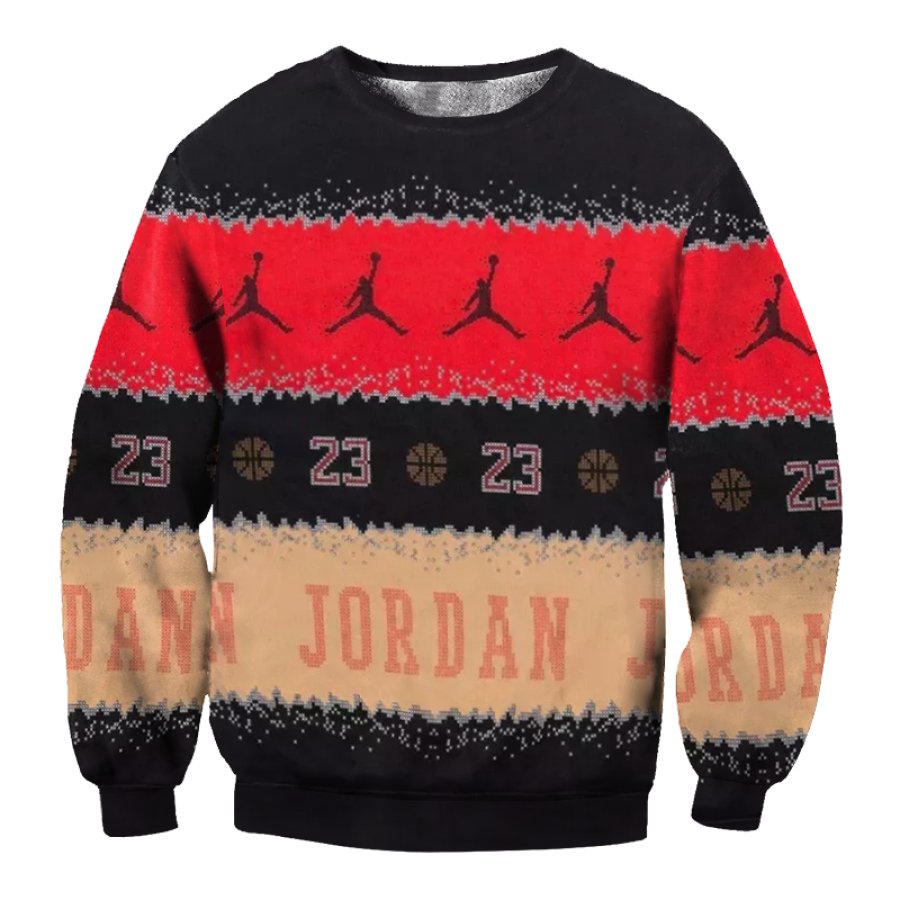 

Basketball Print Crew Neck Classics Splicing Ugly Christmas Sweatshirt
