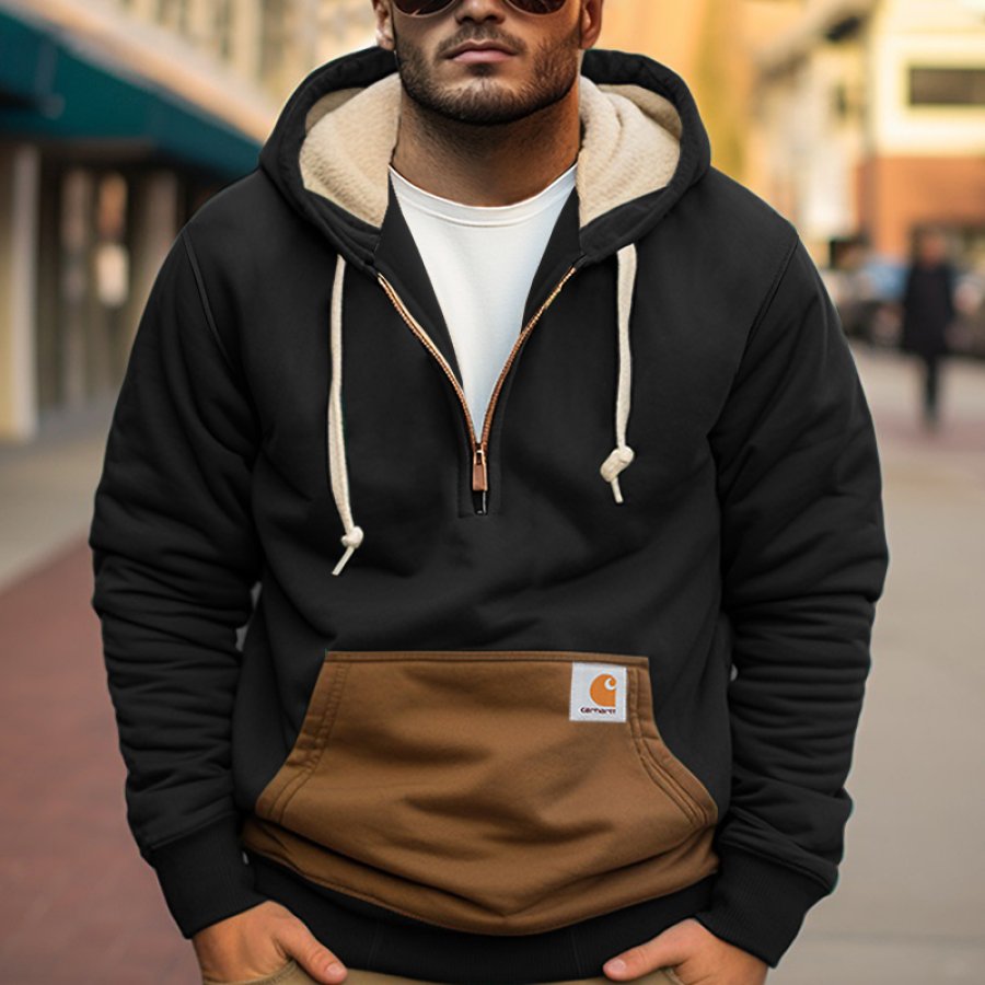 

Men's Carhartt Vintage Quarter Zip Color Block Fleece Hoodie