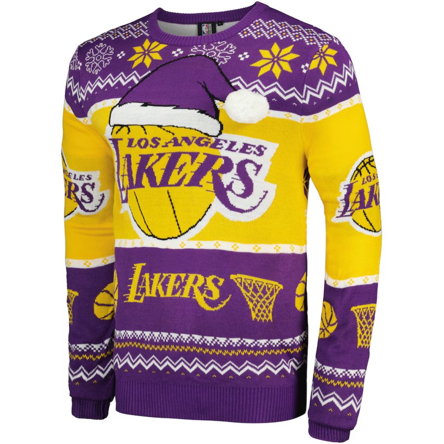 

Unisex Basketball Racing Lakers Print Crew Neck Ugly Christmas Sweatshirt