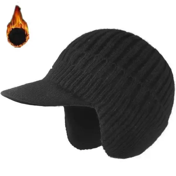 Men's Knitted Fleece Thickened Warm Ear Protection Hat With Brim - Wayrates.com 
