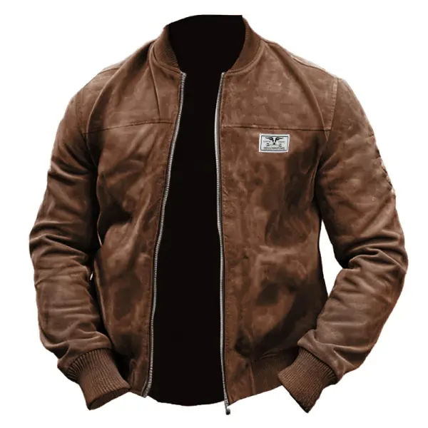 Men's Vintage Western Yellowstone Suede Lightweight Jacket - Trisunshine.com 