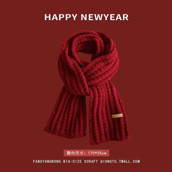 Unisex Christmas Red Knitted Scarf - Bustalent.com 