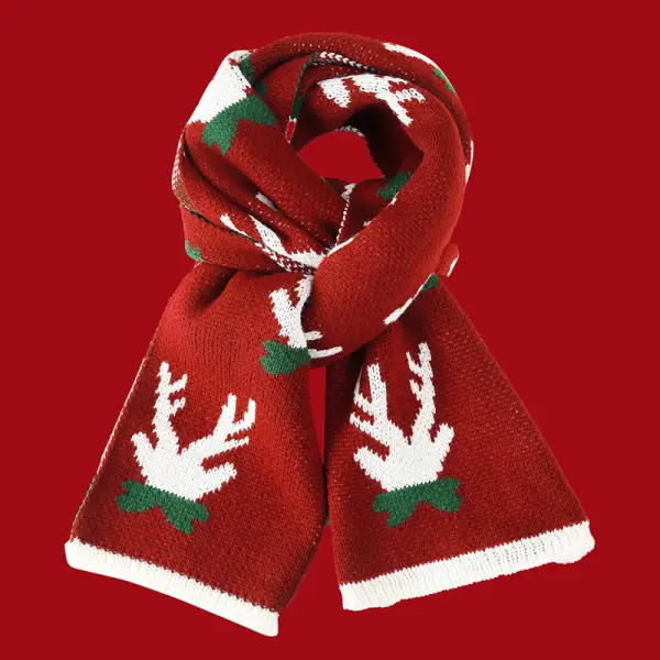 Unisex Christmas Elk Knitted Scarf - Bustalent.com 