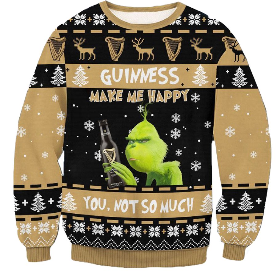 

Men's The Grinch Sparkling Wine Print Crew Neck Ugly Christmas Sweatshirt