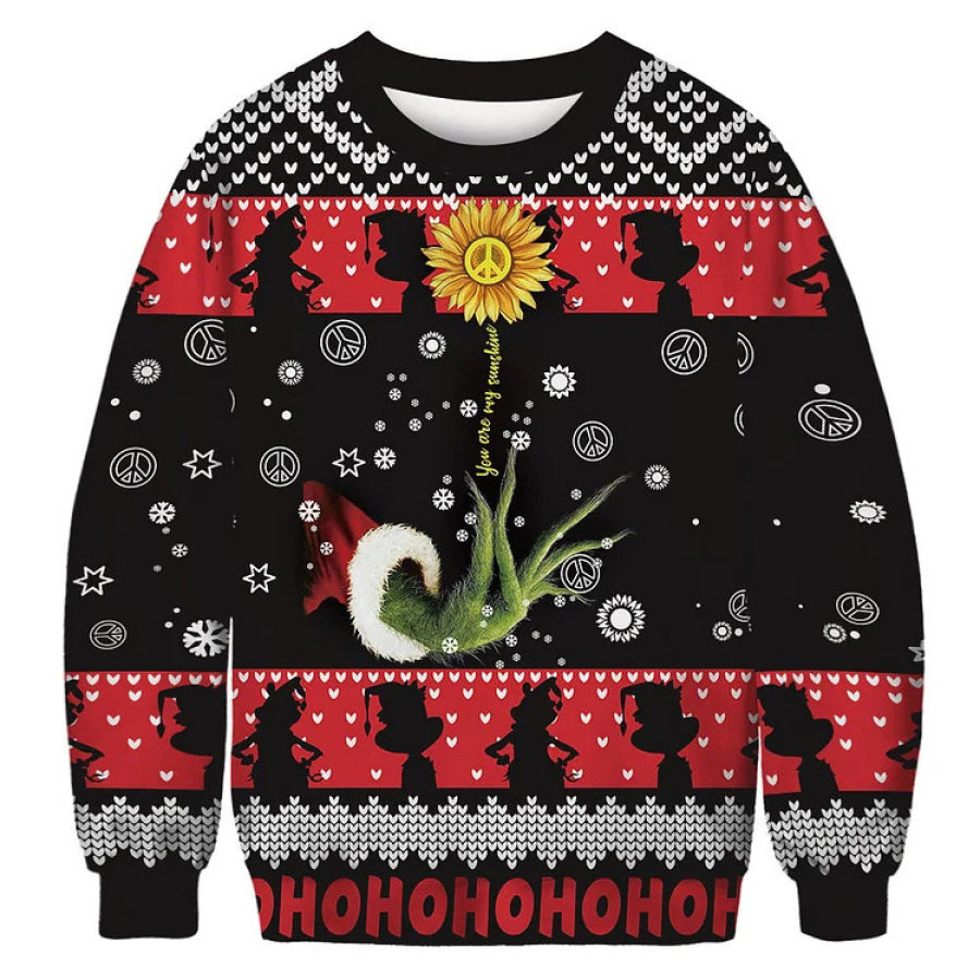 

Men's Vintage The Grinch Sunflower Print Crew Neck Ugly Christmas Sweatshirt