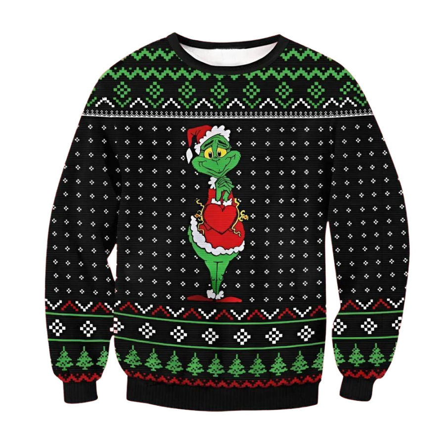 

Men's Vintage The Grinch Print Crew Neck Ugly Christmas Sweatshirt