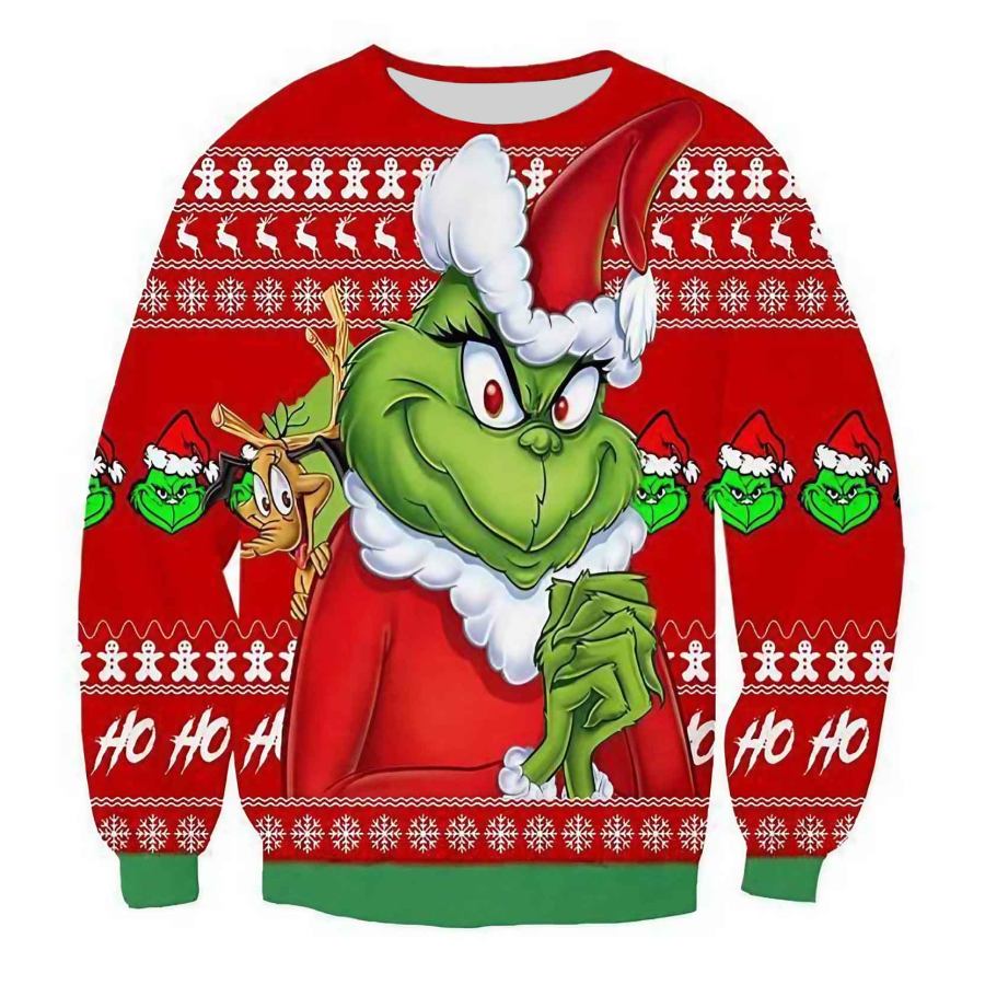 

Men's Vintage The Grinch Print Crew Neck Ugly Christmas Sweatshirt