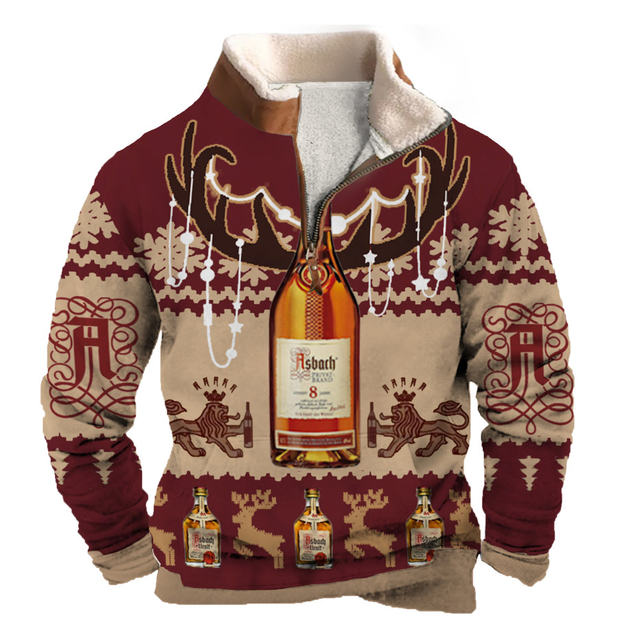 

Men's Alcohol Half Zip Christmas Sweatshirt