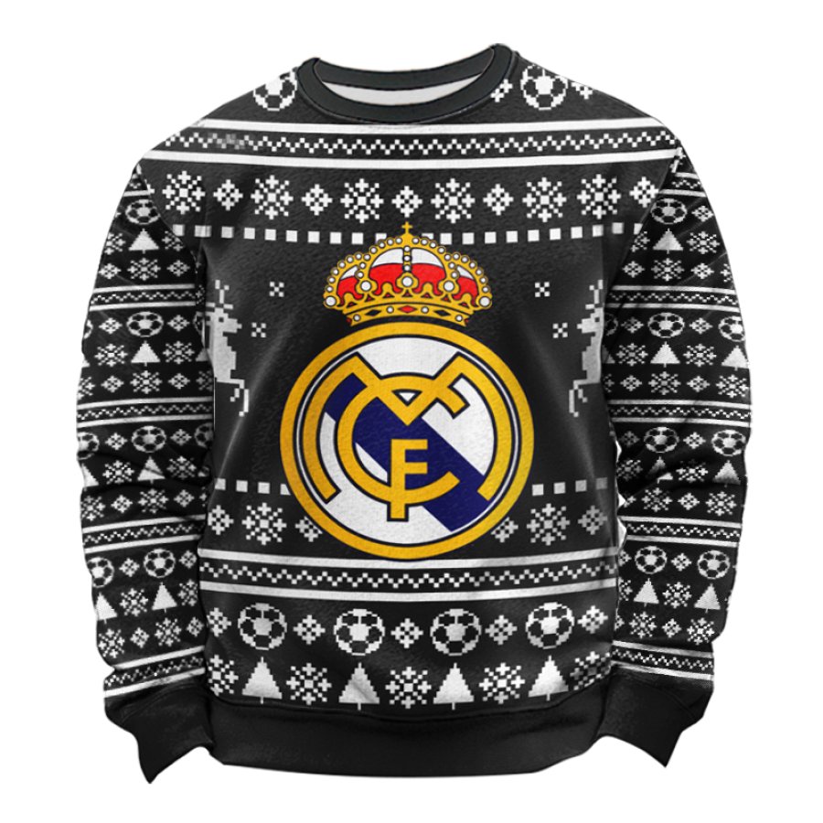 

Real Madrid Club Black Christmas Ugly Sweatshirts