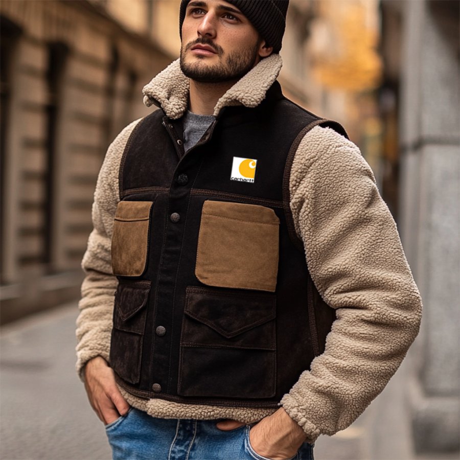 

Men's Autumn And Winter Retro Pocket Vest