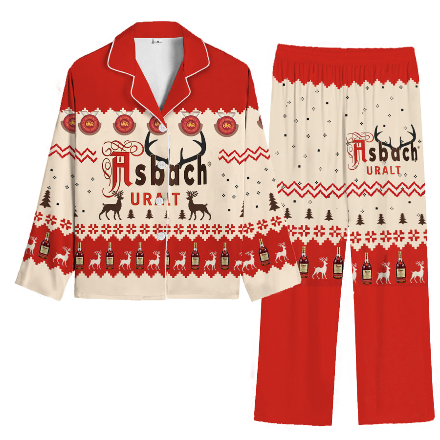 

Unisex Asbach Christmas Alcohol Print Casual Home Pajamas Set