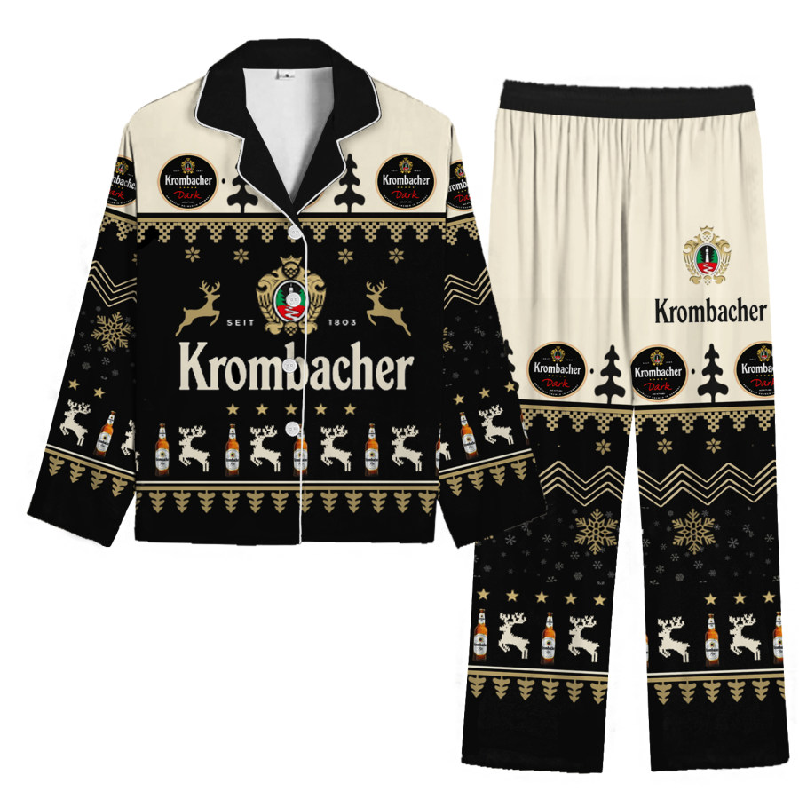 

Unisex German Beer Krombacher Print Casual Home Christmas Pajamas Set