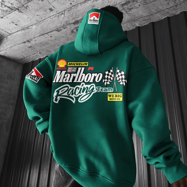 Oversized Hoodie Racing Graphic Print Hooded Sweatshirt - Spiretime.com 