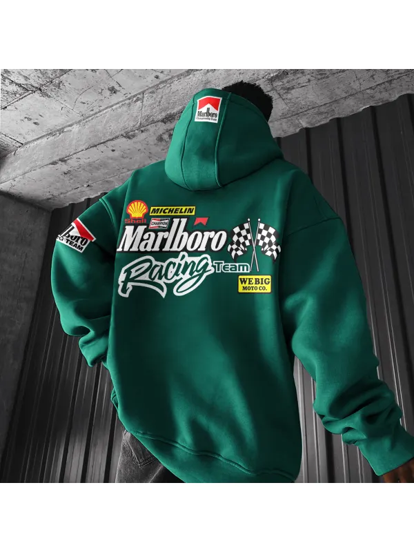 Oversized Hoodie Racing Graphic Print Hooded Sweatshirt - Anrider.com 