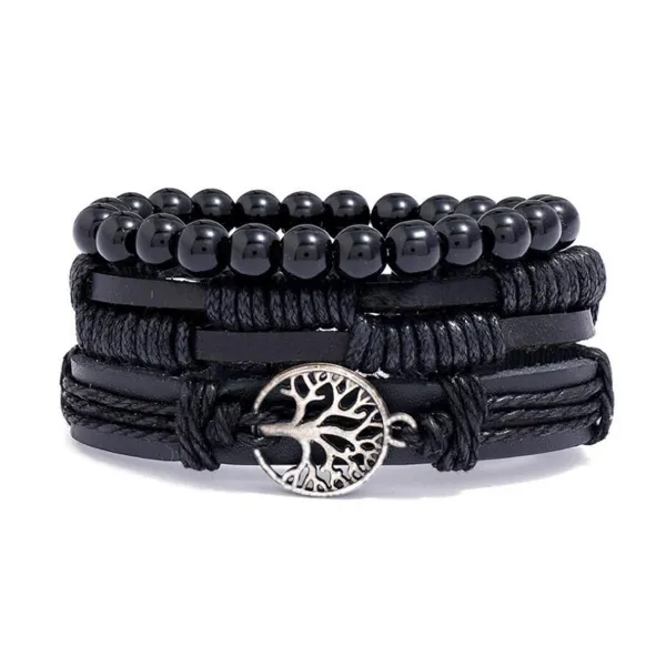 ADRAMATA Bracelets Set Beads Braided Leather - Trisunshine.com 