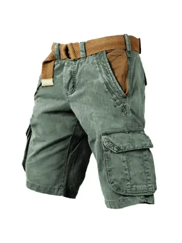 Men's Shorts Outdoor Retro Washed Printing Multi-Pocket Contrasting Color Tactical Shorts - Anrider.com 