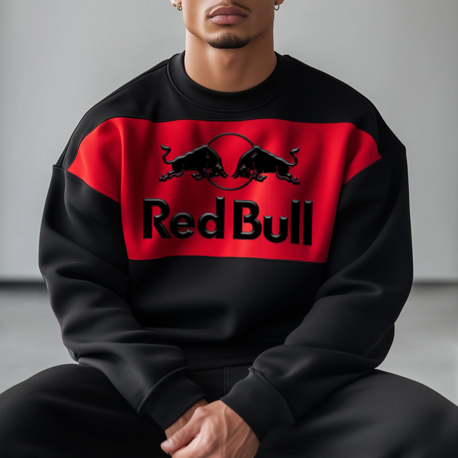 

Men's Soccer Crew Neck Print Splicing Red Bull Sweatshirt