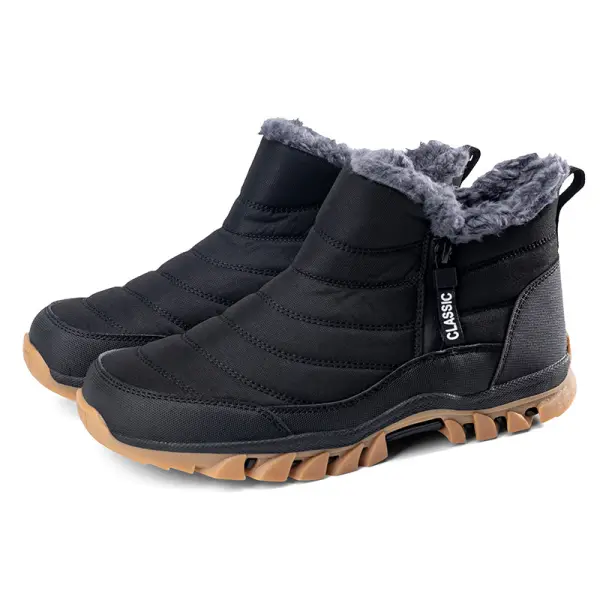 Men's Warm Waterproof Non-slip Hiking Shoes Fleece Outdoor Boots - Trisunshine.com 