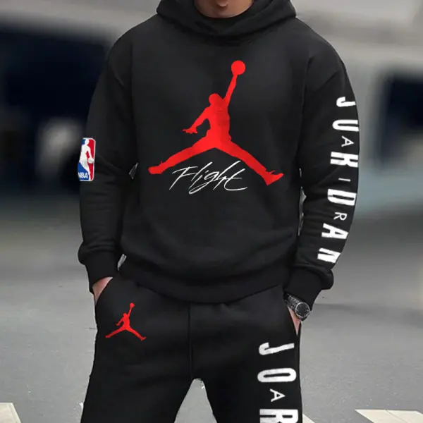 Unisex Jumper Basketball Print Casual Hoodies And Sweatpants Set