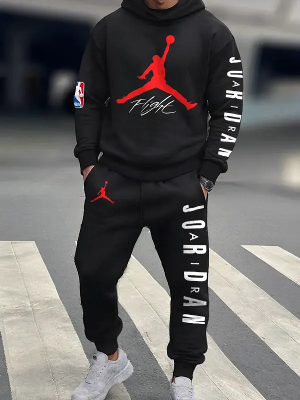Unisex Jumper Basketball Print Casual Hoodies And Sweatsuit Set - Menbarn.com 
