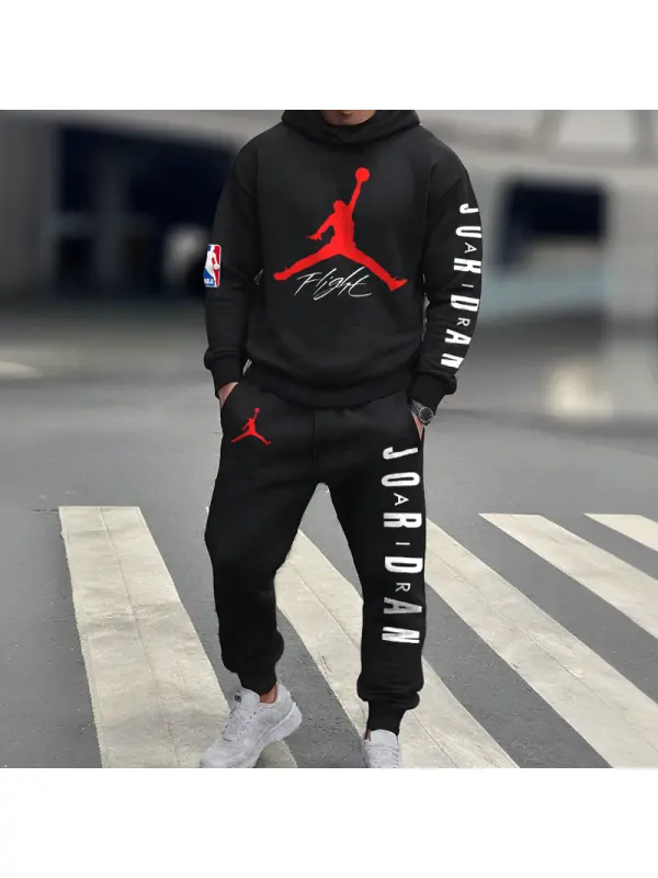 Unisex Jumper Basketball Print Casual Hoodies And Sweatpants Set - Ootdmw.com 
