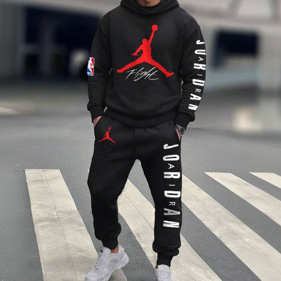 

Unisex Jumper Basketball Print Casual Hoodies And Sweatpants Set