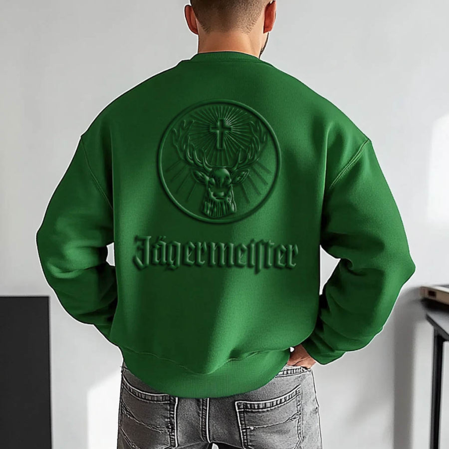 

Men's Vintage Jagermeister Print Oversized Crew Neck Sweatshirt