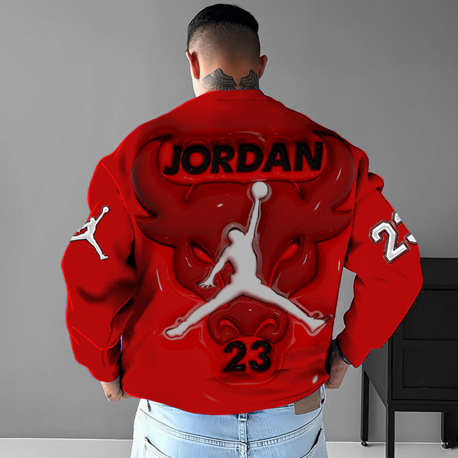 

Oversized Unisex Basketball Print Crew Neck Sweatshirt