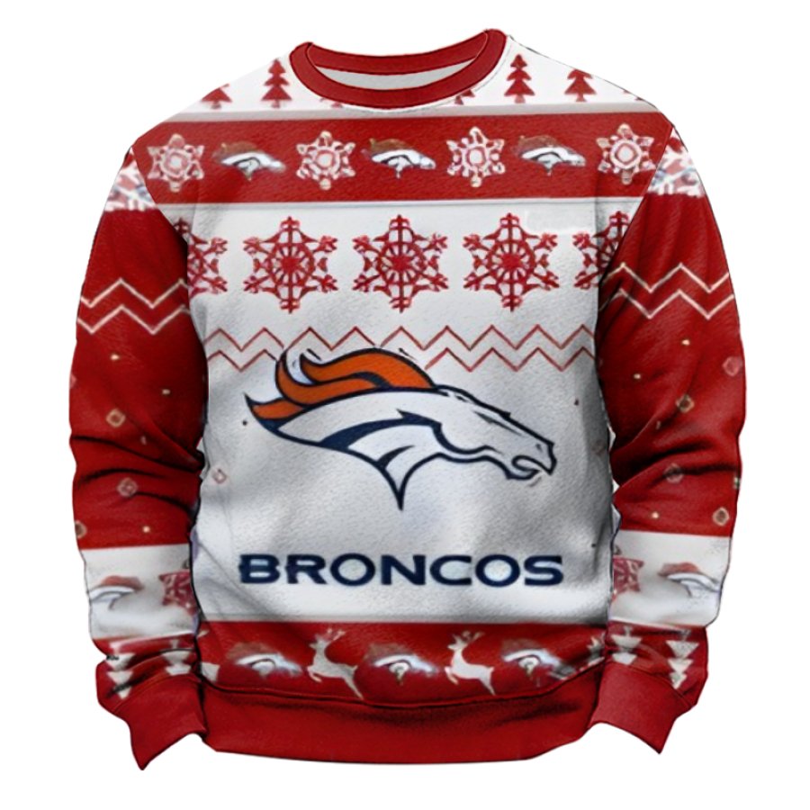 

Denver Broncos Rugby Game Ugly Christmas Red Sweatshirt