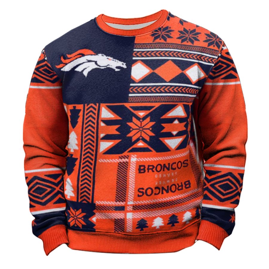 

Denver Broncos Autumn Orange Blue Ugly Christmas Sweatshirt