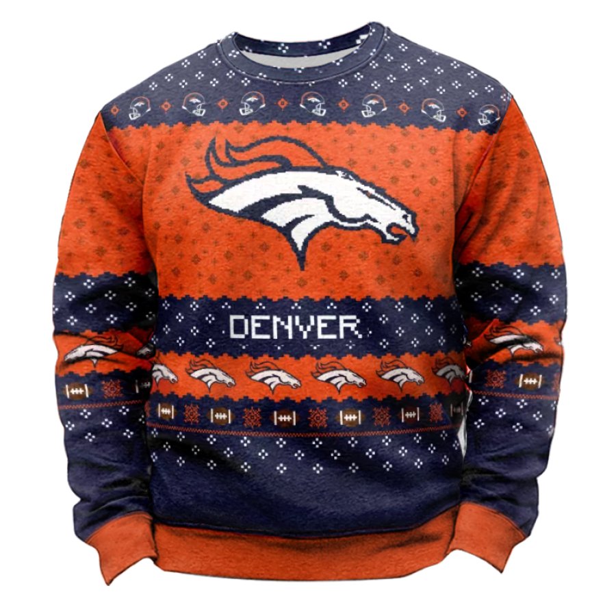 

Denver Broncos Autumn Rugby Game Ugly Christmas Orange Sweatshirt