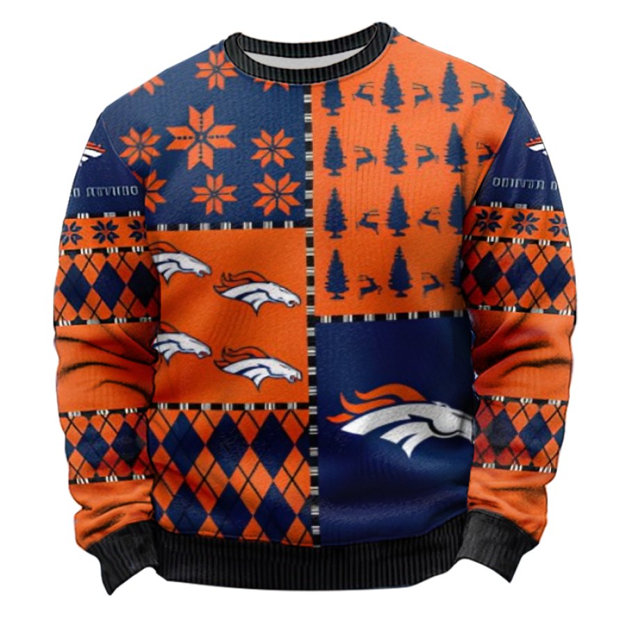 

Denver Broncos Rugby Game Ugly Christmas Orange Sweatshirt