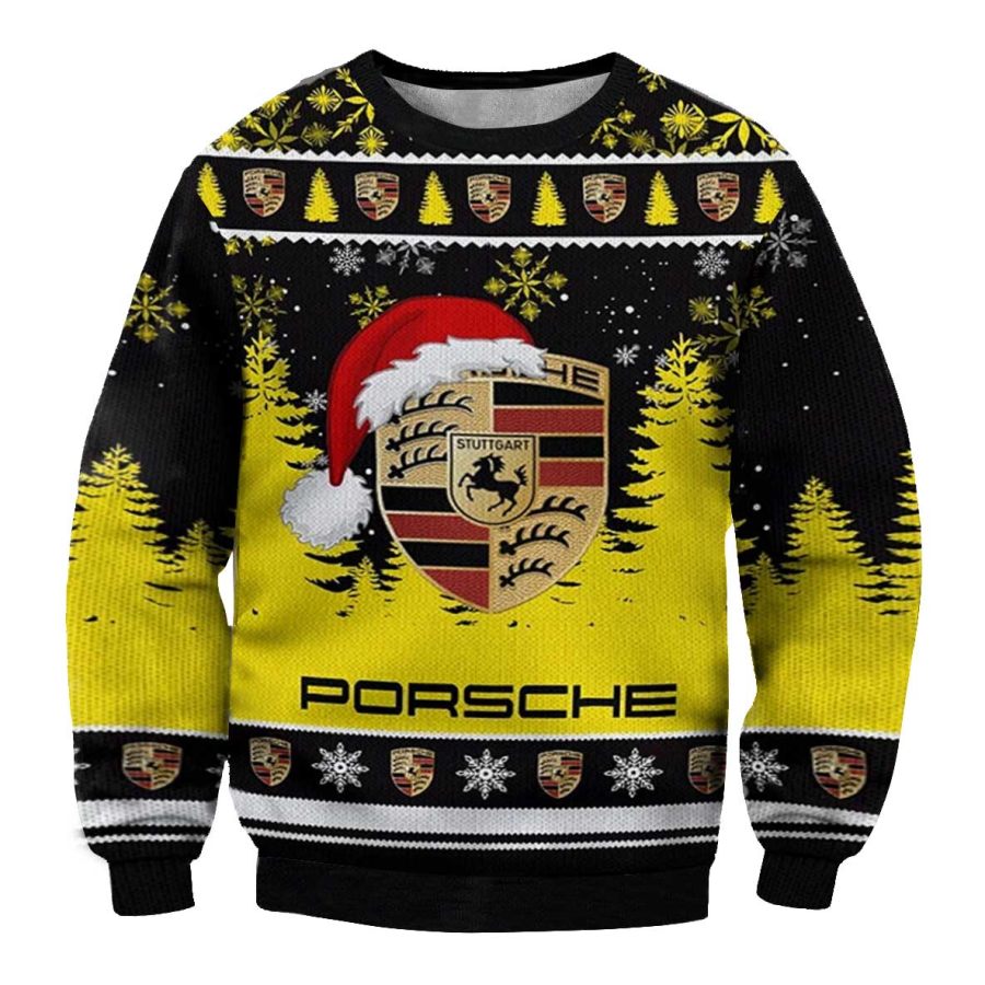 

Unisex Vintage Racing Car Santa Hat Print Crew Neck Ugly Christmas Sweatshirt