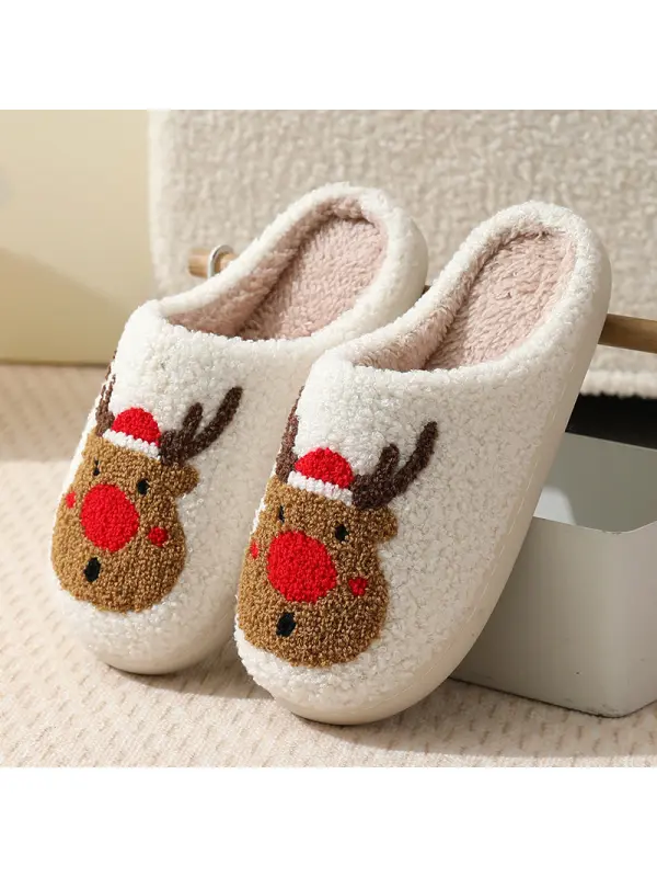 Unisex Christmas Home Warm Cotton Slippers - Anrider.com 