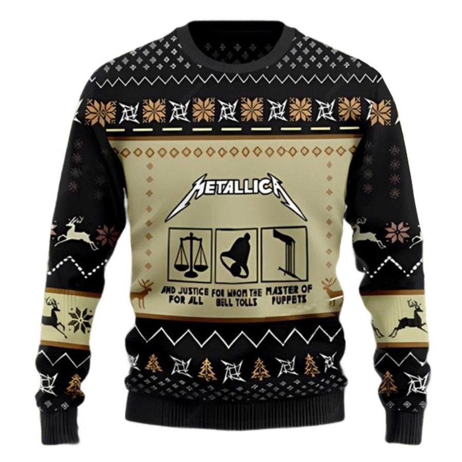 

Unisex Vintage Metallica Rock Band Print Crew Neck Ugly Christmas Sweatshirt