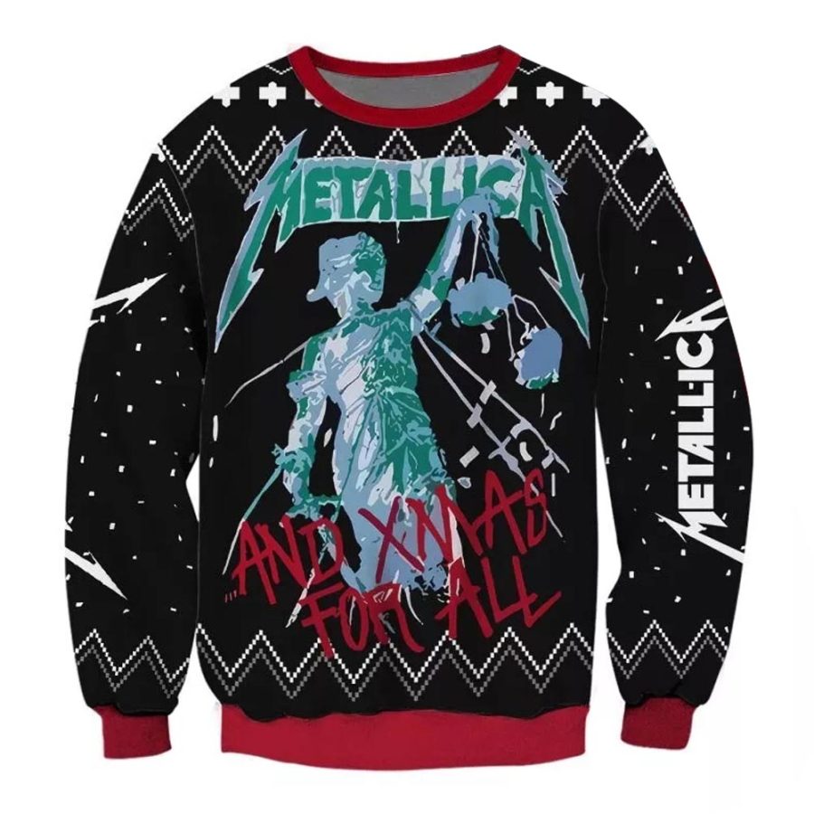 

Unisex Vintage Metallica Rock Band Print Crew Neck Ugly Christmas Sweatshirt