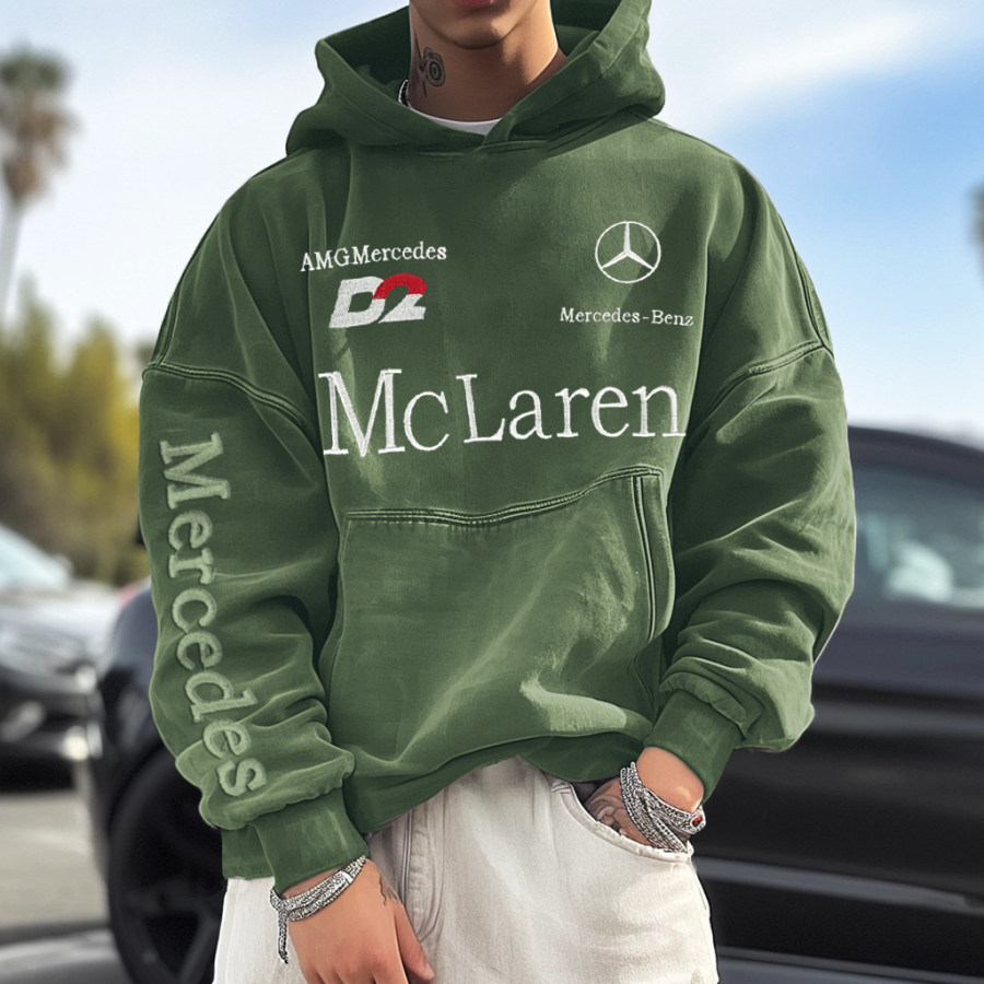 

Unisex Vintage Racing Brand Embroidered Casual Hoodie